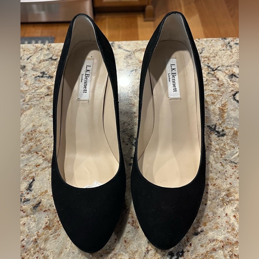 LK Bennett black suede heels size 39